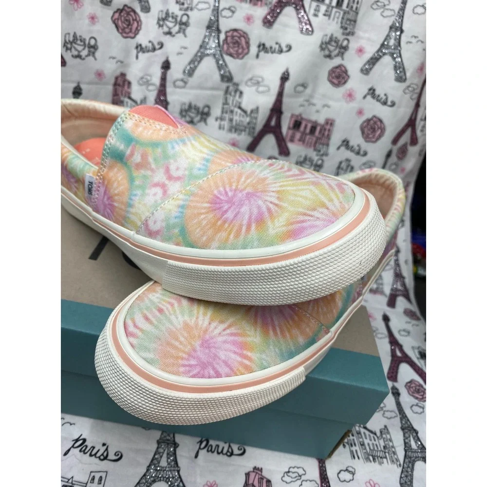 TOMS Alpargata Fenix Slip On Candy Pink Tie Dye Canvas Sneakers Womens 8.5 NEW